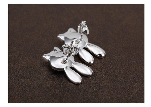 ERFA220 Fashion Charm Rabbit with Long Ears Stud Earrings