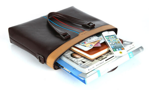 Fashion Beige Top Brown Crossbody Briefcase