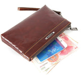 Casual Durable Waxy Leather Wristlet Wallet