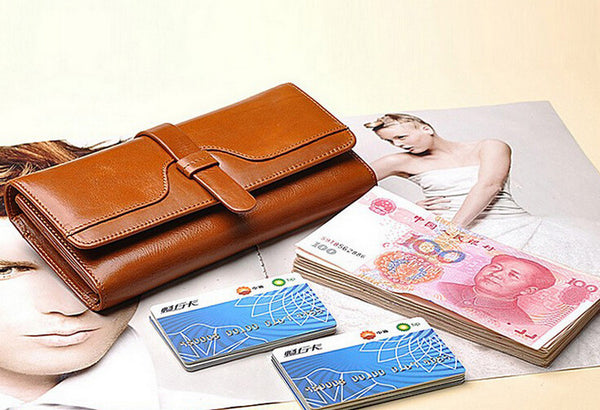 Fashion Brown Solid Long Size Wallet