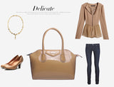Mirror Enamelled Leather Solid Tote Bag