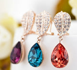 ERFA038 Fashion Charm Water Drop with Leaf Stud Earrings