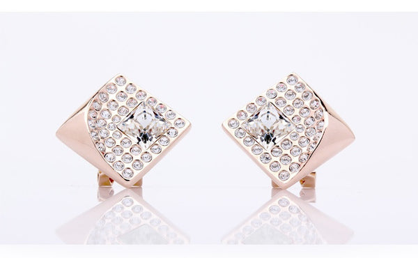 ERFA017 Trendy Charm Rectangular Fan Stud Earrings