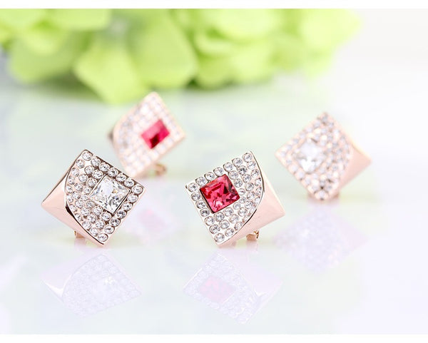 ERFA017 Trendy Charm Rectangular Fan Stud Earrings