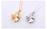 NLFA015 Charm Three Clovers Flower Lotus Pendant Necklace