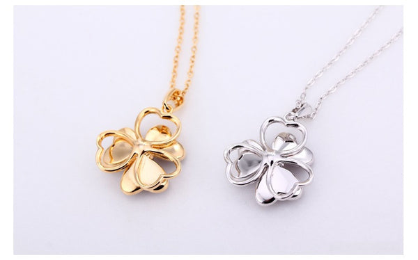 NLFA015 Charm Three Clovers Flower Lotus Pendant Necklace